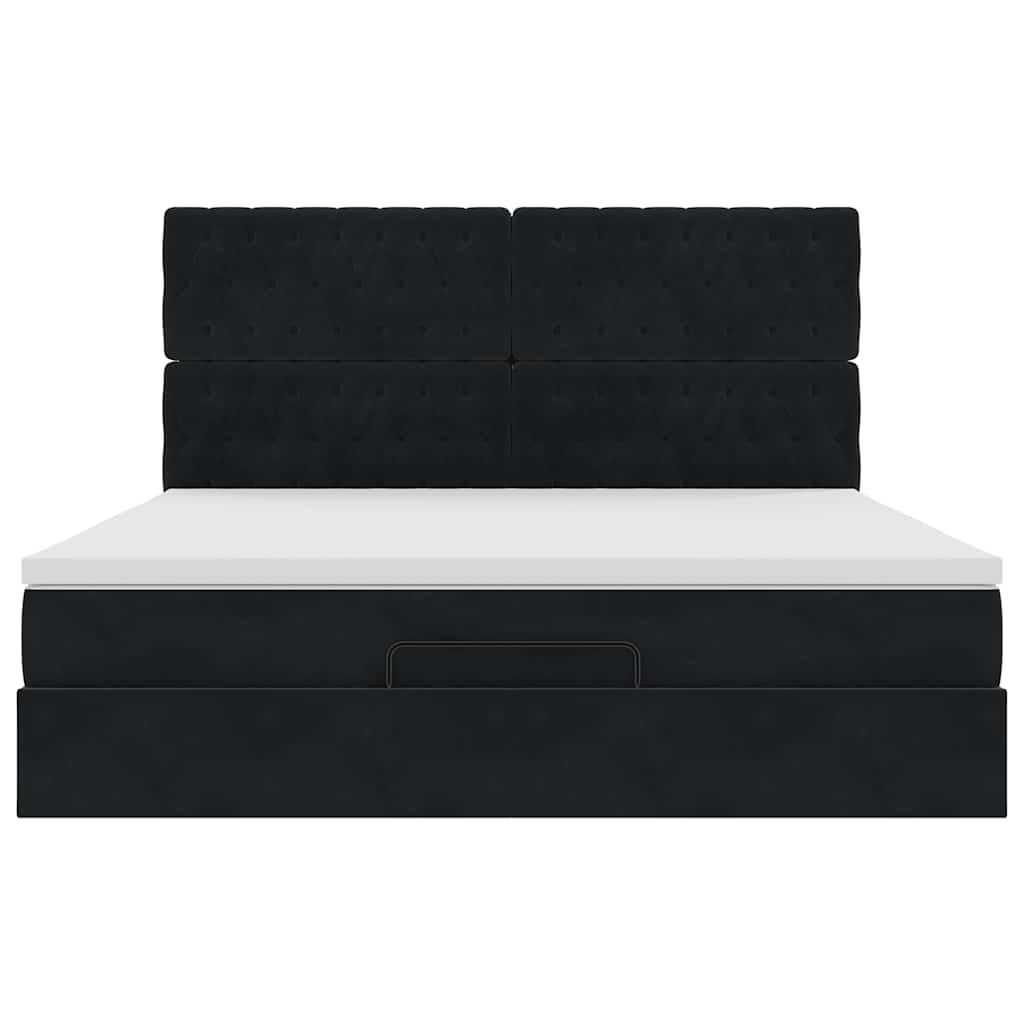 Cadre de lit ottoman avec matelas noir 160x200 cm velours