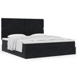 Cadre de lit ottoman avec matelas noir 160x200 cm velours