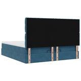 Cadre de lit ottoman avec matelas bleu foncé 160x200 cm velours