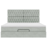 Cadre de lit ottoman et matelas gris clair 180x200cm velours