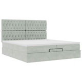 Cadre de lit ottoman avec matelas gris clair 200x200 cm velours