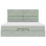 Cadre de lit ottoman avec matelas gris clair 200x200 cm velours