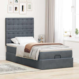 Ottoman bed frame with dark gray mattress 80x200 cm velvet