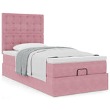 Cadre de lit ottoman avec matelas rose 80x200 cm velours