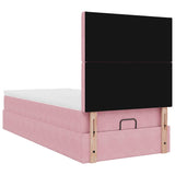 Cadre de lit ottoman avec matelas rose 80x200 cm velours