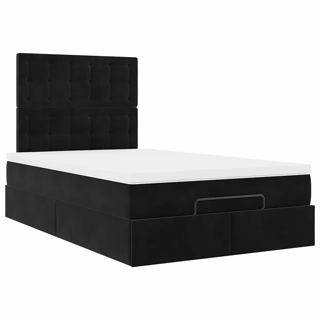 Cadre de lit ottoman avec matelas noir 120x200 cm velours