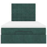 Cadre de lit ottoman avec matelas vert foncé 120x200 cm velours