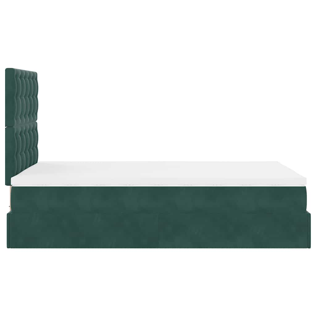 Cadre de lit ottoman avec matelas vert foncé 120x200 cm velours