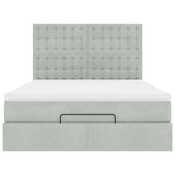 Cadre de lit ottoman et matelas gris clair 140x190 velours