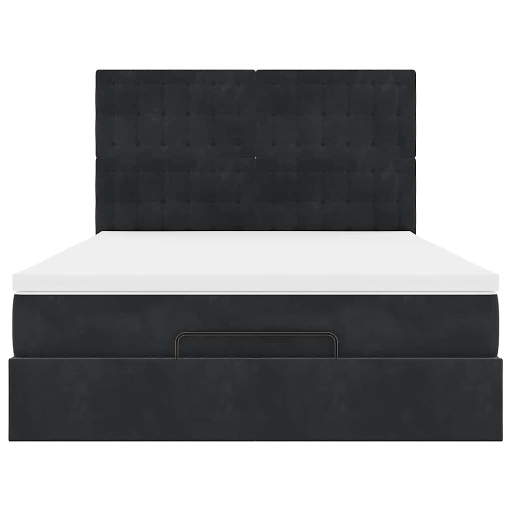 Cadre de lit ottoman avec matelas noir 140x190 cm velours