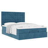 Cadre de lit ottoman avec matelas bleu foncé 140x190 cm velours