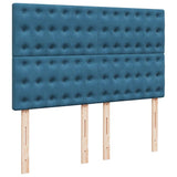 Cadre de lit ottoman avec matelas bleu foncé 140x190 cm velours