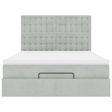 Cadre de lit ottoman avec matelas gris clair 140x200 cm velours