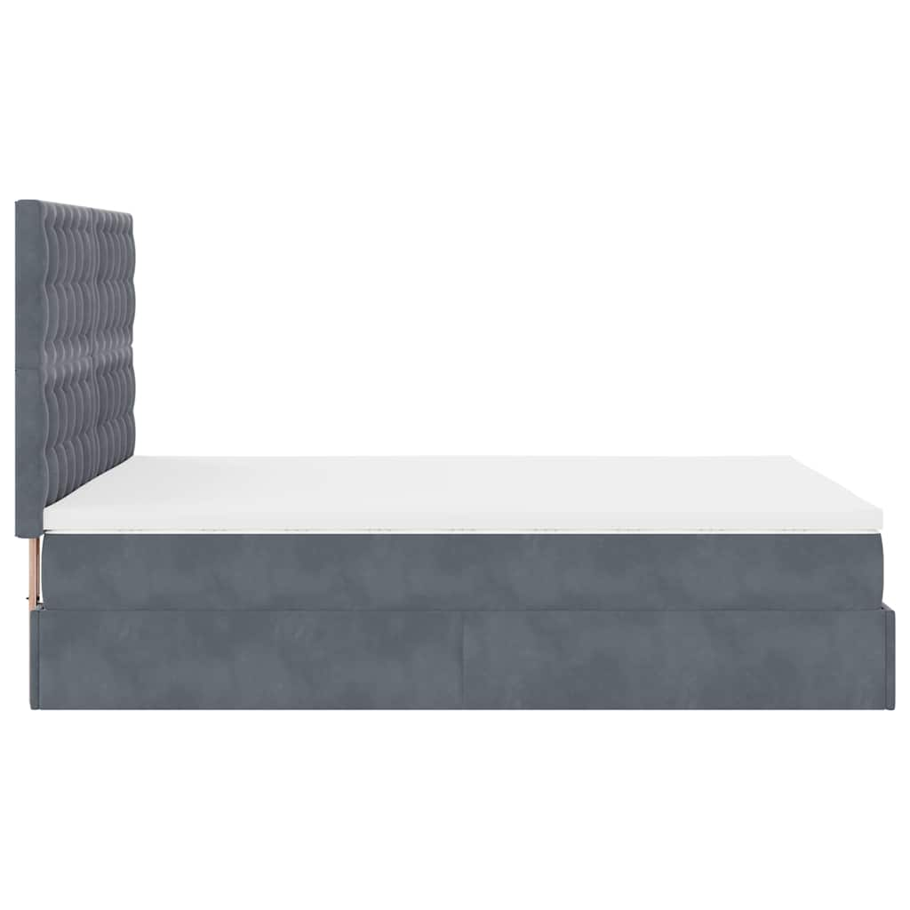 Cadre de lit ottoman avec matelas gris foncé 140x200 cm velours