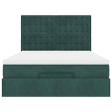 Cadre de lit ottoman avec matelas vert foncé 140x200 cm velours