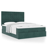 Cadre de lit ottoman avec matelas vert foncé 140x200 cm velours