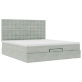 Cadre de lit ottoman et matelas gris clair 160x200cm velours