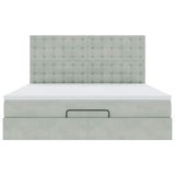 Cadre de lit ottoman et matelas gris clair 160x200cm velours