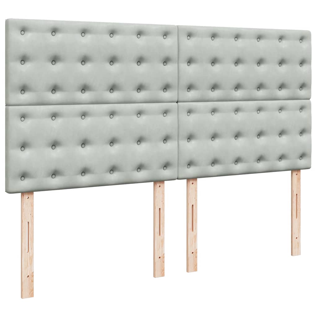 Cadre de lit ottoman et matelas gris clair 160x200cm velours