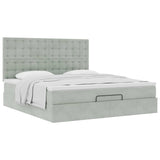 Cadre de lit ottoman et matelas gris clair 180x200cm velours