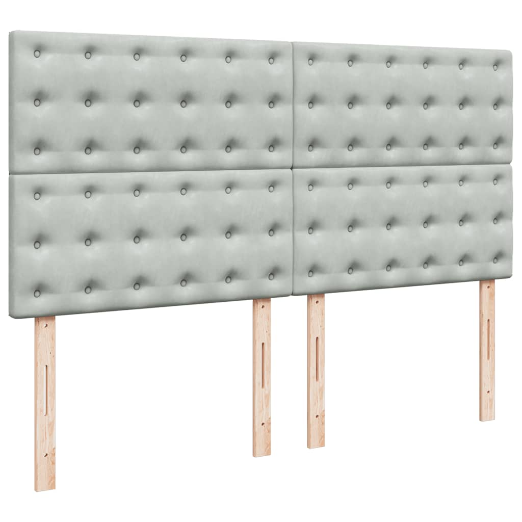 Cadre de lit ottoman et matelas gris clair 180x200cm velours