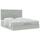 Cadre de lit ottoman avec matelas gris clair 200x200 cm velours