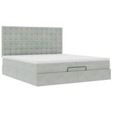 Cadre de lit ottoman avec matelas gris clair 200x200 cm velours