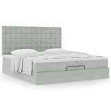 Cadre de lit ottoman avec matelas gris clair 200x200 cm velours