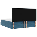 Cadre de lit ottoman avec matelas bleu foncé 200x200 cm velours