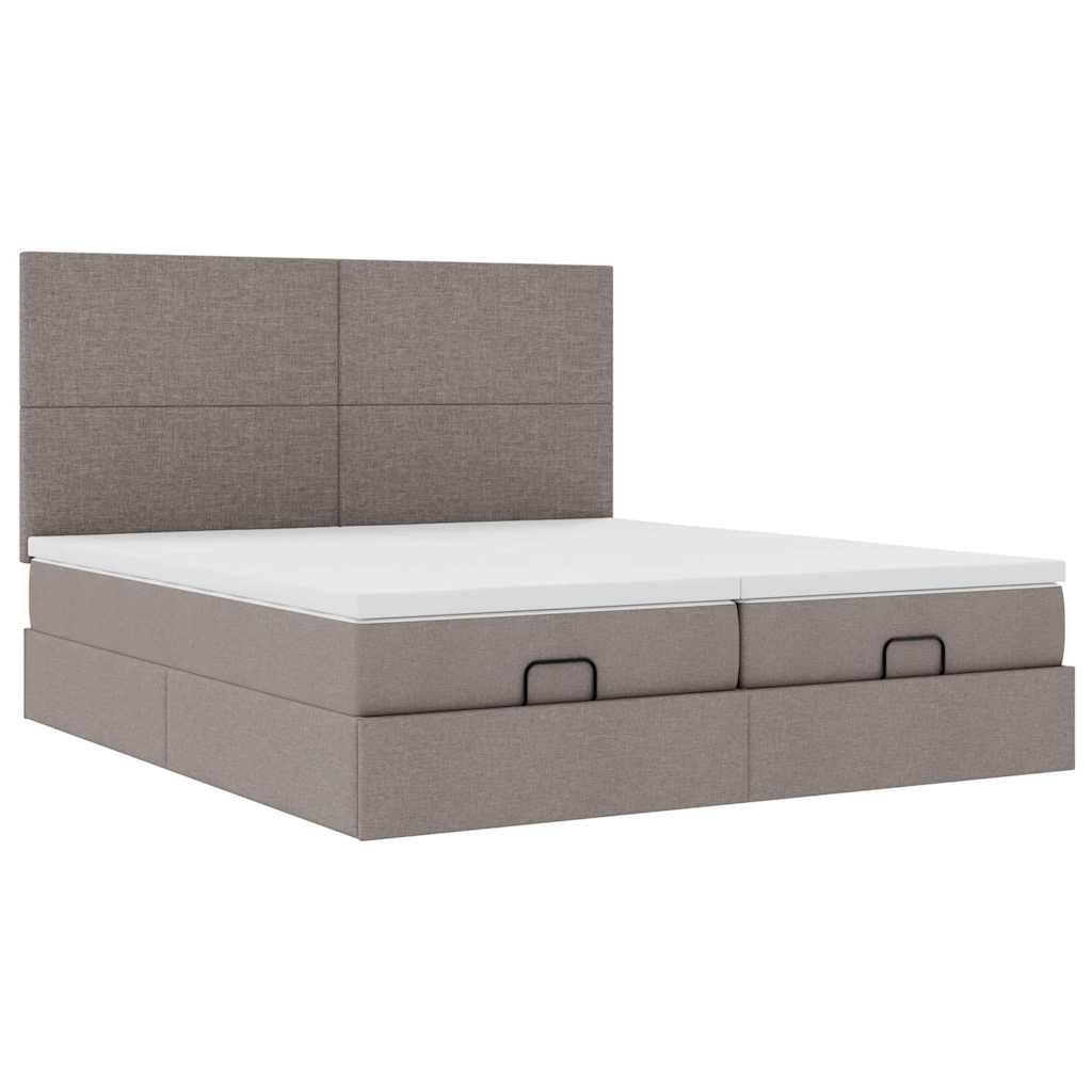 Cadre de lit ottoman avec matelas taupe 200x200cm tissu