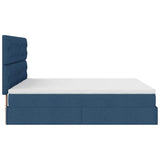 Cadre de lit ottoman avec matelas bleu 160x200 cm tissu