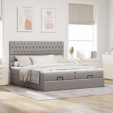 Cadre de lit ottoman avec matelas taupe 200x200cm tissu