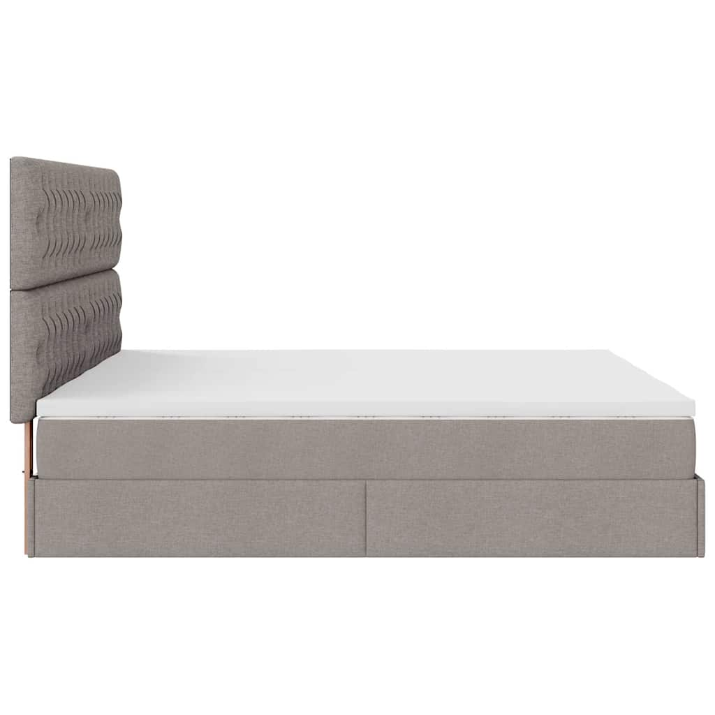 Cadre de lit ottoman avec matelas taupe 200x200cm tissu