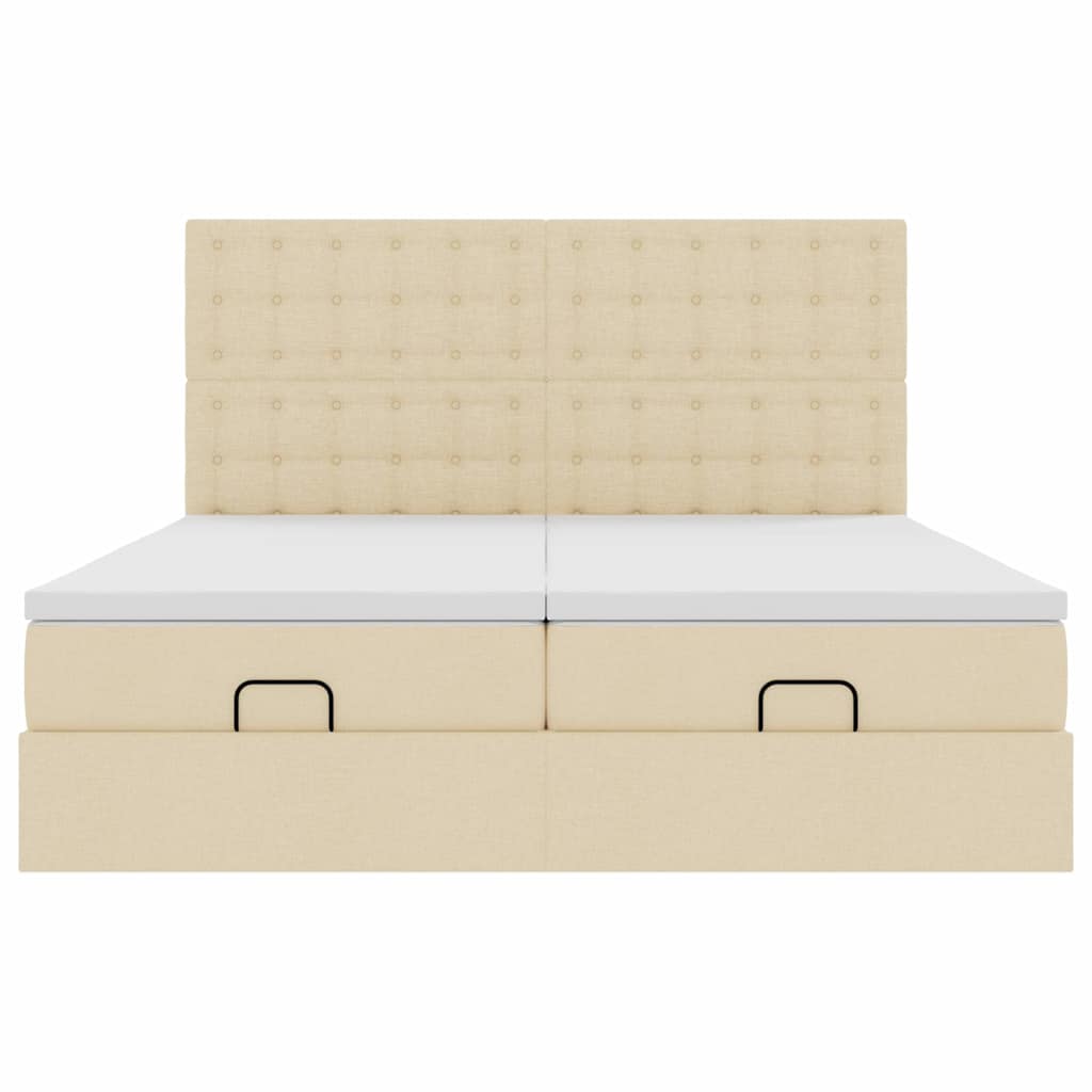 Cadre de lit ottoman avec matelas crème 200x200cm tissu