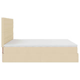 Cadre de lit ottoman avec matelas crème 200x200cm tissu