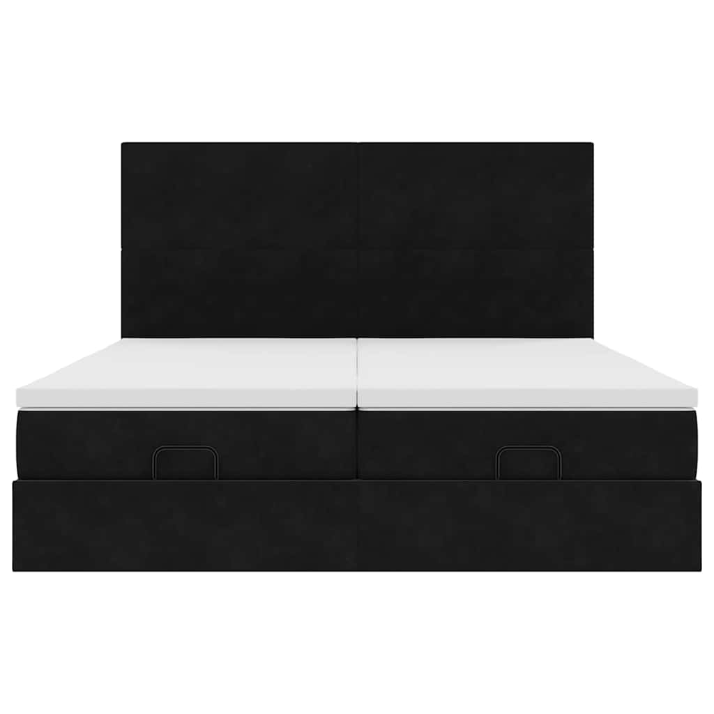 Cadre de lit ottoman avec matelas noir 160x200 cm velours