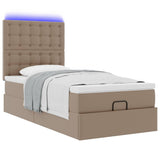 Cadre de lit ottoman et matelas cappuccino 80x200 cm similicuir