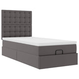 Cadre de lit ottoman avec matelas gris 90x200 cm similicuir