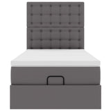 Cadre de lit ottoman avec matelas gris 90x200 cm similicuir