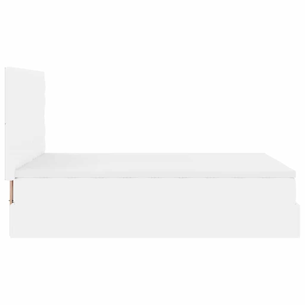 Cadre de lit ottoman avec matelas blanc 140x190 cm similicuir