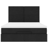 Cadre de lit ottoman avec matelas noir 140x190 cm tissu