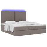 Cadre de lit ottoman avec matelas taupe 180x200 cm tissu