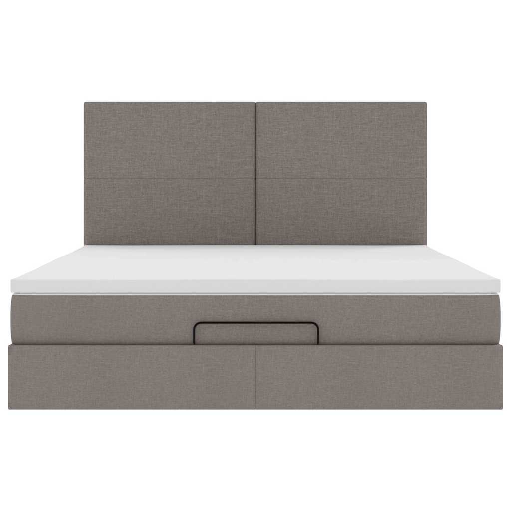 Cadre de lit ottoman avec matelas taupe 180x200 cm tissu