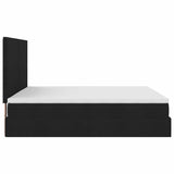 Cadre de lit ottoman avec matelas noir 200x200cm tissu