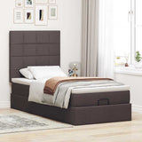 Cadre de lit ottoman avec matelas marron foncé 80x200 cm tissu