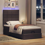 Cadre de lit ottoman avec matelas marron foncé 100x200 cm tissu