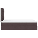 Cadre de lit ottoman avec matelas marron foncé 120x200 cm tissu