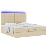 Cadre de lit ottoman avec matelas crème 160x200 cm tissu