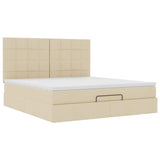 Cadre de lit ottoman avec matelas crème 160x200 cm tissu