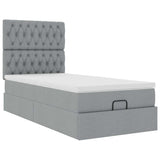 Cadre de lit ottoman avec matelas gris clair 80x200 cm tissu